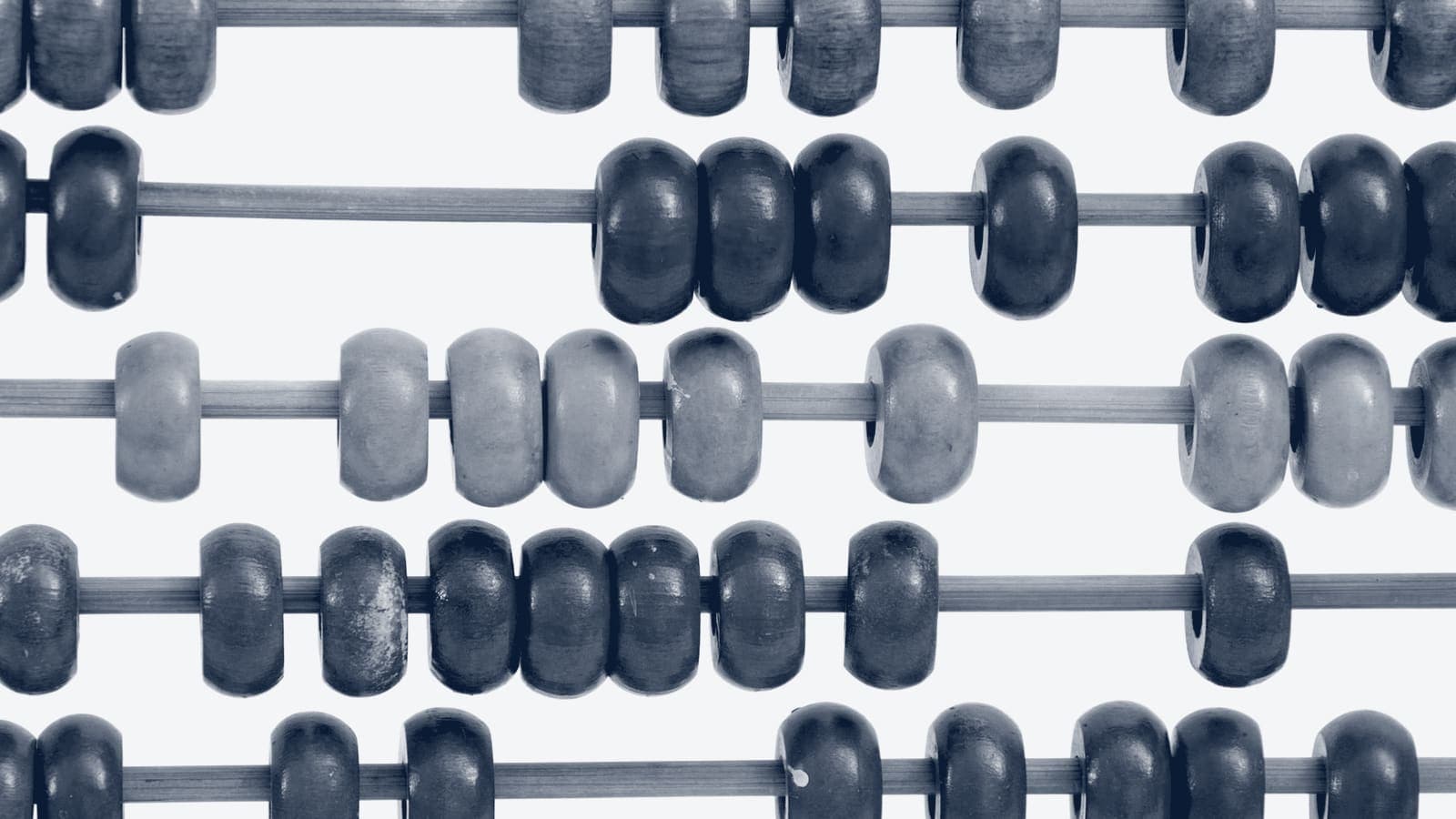 Close view of wooden abacus beads on their rods